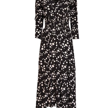 Maje - Black Daisy Print Midi Dress Sz 6