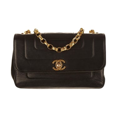 Chanel Black Horizontal Stitch Flap Bag