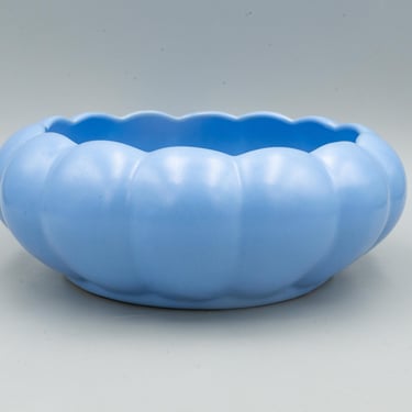 Rumrill Cadet Blue Flower Bowl | Vintage Mid-century Modern Ceramic Planter Console Bowl 