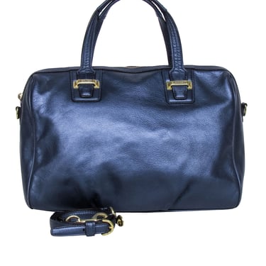 Coach - Metallic Navy Blue Leather Satchel Bag