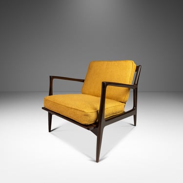 Danish Mid-Century Modern "Blade Arm" Lounge Chair in Beech & Bouclé by Ib Kofod Larsen for Selig, Denmark, c. 1960s 