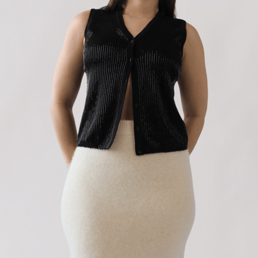 Vintage Beaded Merino Wool Vest