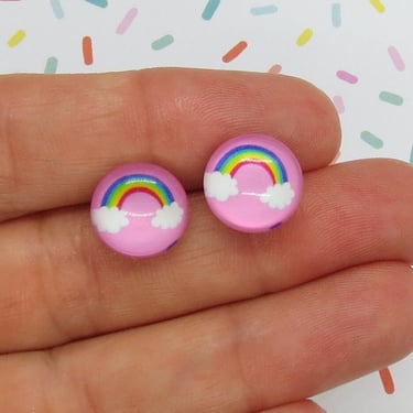 Rainbow Earrings Cute Colorful Studs 