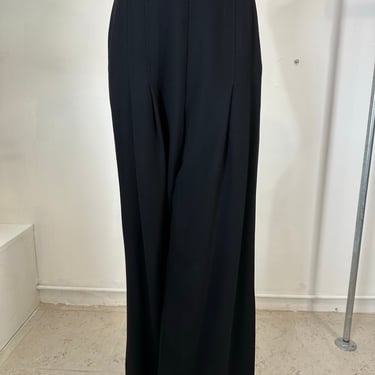 Chanel Black Wool High Waist Pleat Front Full Wide Leg trouser 1995