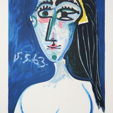 Buste de Femme Nue Face (Jacqueline Roque), Pablo Picasso (After), Marina Picasso Estate Lithograph Collection 