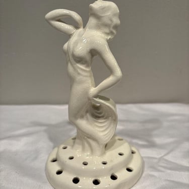 Art Deco Dancing Nude Woman Flower Frog, elegant home decor, table centerpiece decor, gifts for flower lovers, nude woman statue, nude decor 