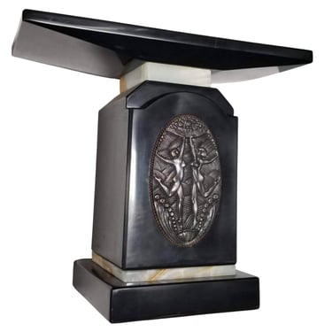 Art Deco Pedestal in Black Marble with Dancers in the style of Demetre Chiparus 