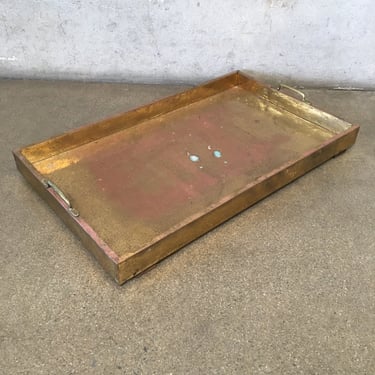 Vintage Patinated Hand-Hammered Brass Tray - Made in England