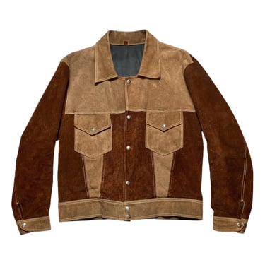 Vintage 1960s/1970s 2-Tone Roughout Leather Jacket ~ men's L to XL ~ Suede ~ Work Wear ~ Cossack / Trucker / Type III 