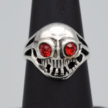Vintage 1940s MEXICAN BIKER RING ~ size 8 ~ Skull ~ Mexico