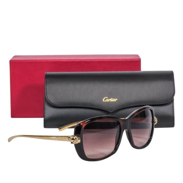 Cartier - Brown Tortoise Sunglasses w/ Gold Legs