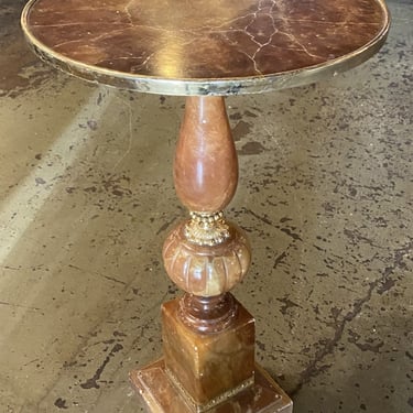 Brown Marble Pedestal Table