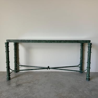 1980’s Postmodern Verdigris Metal Console Table After Giacometti 