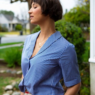 Myrtle Laurence Blouse - Cobalt Stripe