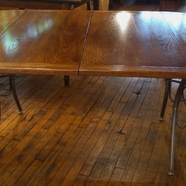 Pewter Base Dining Table w 2 Leaves