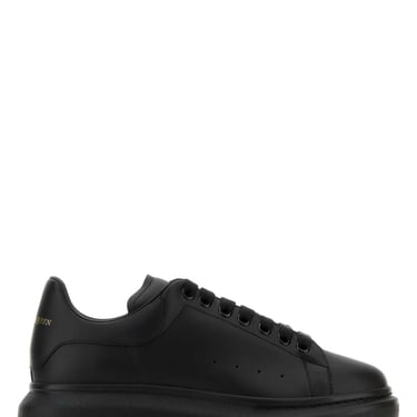 Alexander Mcqueen Men Black Leather Sneakers With Black Leather Heel