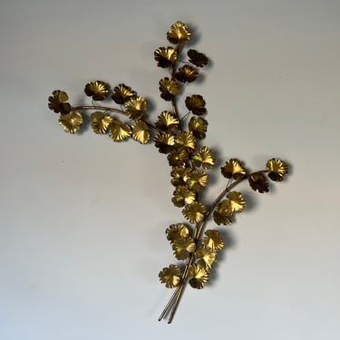 1960s Italian Hollywood Regency Gold Leaf Metal Wall Sculpture 