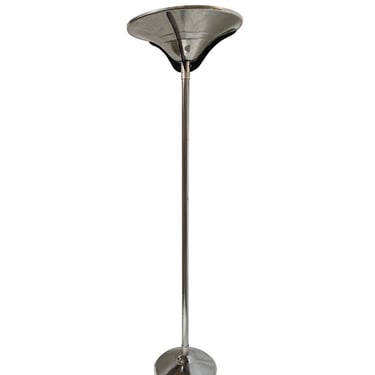 Streamline Chrome Steel Floor Lamp w/ Buttress Braced Saucer Shape 