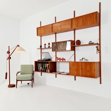 Big Mid century Danish Teak Wall Unit with 5 cabinets by Poul Cadovius for Cado, Denmark, 1960s 