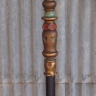 Antique Art Deco Turned Wood Floor Lamp 