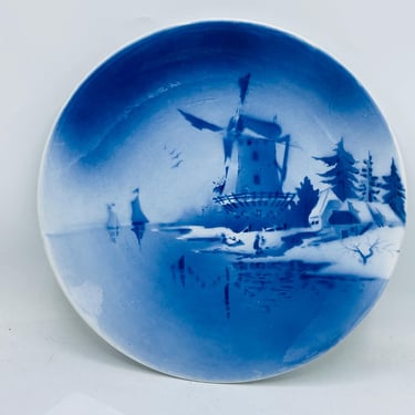 Vintage Large  Delft Blue and White Hand Painted from Germany Decorative Plate featuring Windmill- 12" 