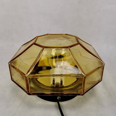 Vintage Wall Or Ceiling Lamp From  Ismos, Smoked Glass, Mid Century Ceiling Lamp, Made In Italy , 80's 