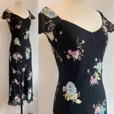Vintage 90s Does 30s Floral Dress / On The Bias / Evan Picone 
