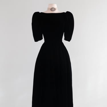 Stunning 1980's Victor Costa Velvet Cage Back Evening Dress / Small