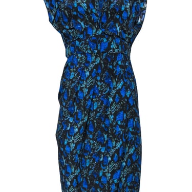 Rebecca Minkoff - Blue & Green Floral Short Sleeve Silk Dress Sz M