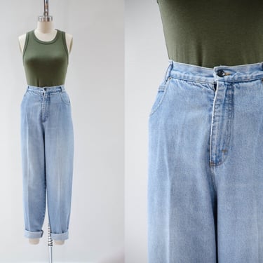 high waisted jeans | 90s vintage Baccini distressed faded straight leg relaxed fit baggy boyfriend mom jeans 33x30 