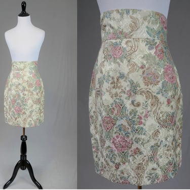 80s Floral Brocade Skirt - 29