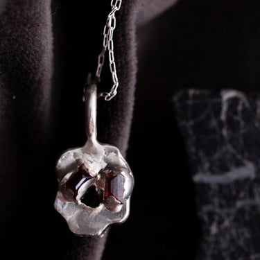 Skull and Tourmaline Eyes Necklace