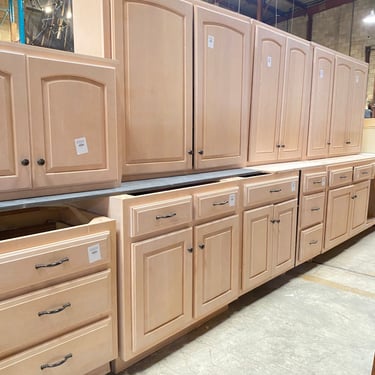 9 Piece Set of Light Stained Kitchen Cabinets by Hagerstown Kitchens