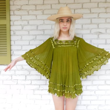 green dress blouse Green Combo Blouse Maxi Dress – BLANK main image 1