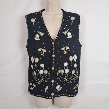 Vintage 90s New Year's Eve Sweater Vest 