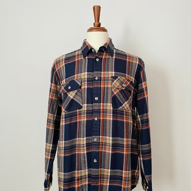 Vintage Timber Run / Navy / Sienna / Plaid / Flannel Button Up Shirt / Unisex / FREE SHIPPING 
