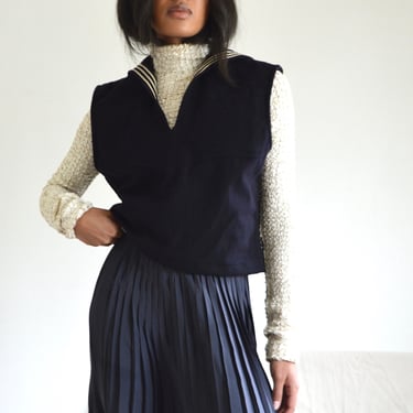 wool navy issued sailor pullover sweater / reworked into cropped vest 