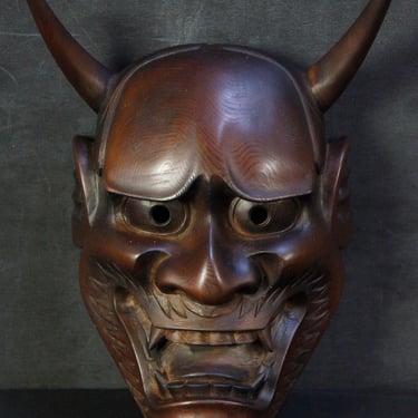 Japan Hannya mask demon mask 1980 hand craft wood Noh theater art 