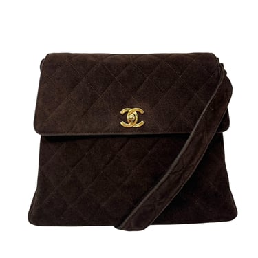 Chanel Brown Suede Flap Top Handle Bag