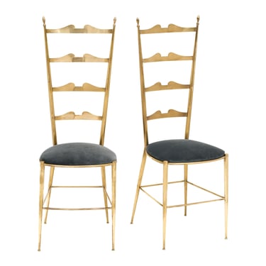 Pair of Brass Chiavari Side Chairs