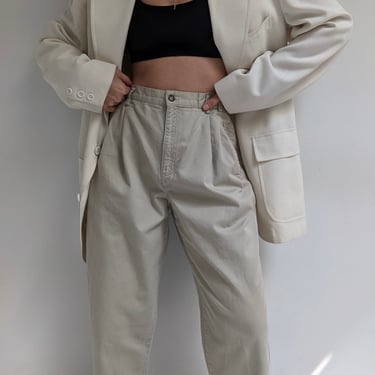 Vintage Pleated Khaki Trousers