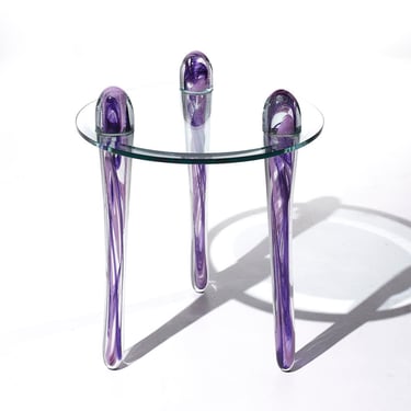 Murano Postmodern Italian Glass Side Table - mcm 