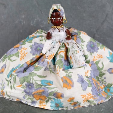 Topsy Turvy Hand Crafted Doll | African Hand Painted Reversible Doll | White Gown and Floral Dress | L Bahia Tag 