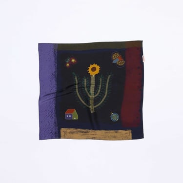 Navy Silk ‘Flower’ Neck Scarf