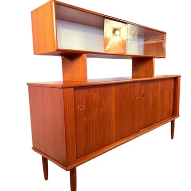 Mid-Century Modern Teak Sideboard + Hutch by R. Huber – 1960s
