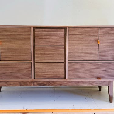NEW Walnut Hand Built Mid Century Style TV Stand / Buffet / Credenza / Vanity Cabinet  - Free Shipping! 