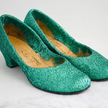 1940s/50s Green Tinsel Heels 