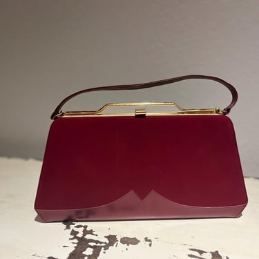 Meet You at the Stables - Vintage 1950s 1960s NOS Town & Country Burgundy Red Nubuck + Leather Handbag Purse 