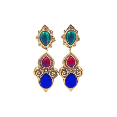 Gold with Colored Stone Earrings 