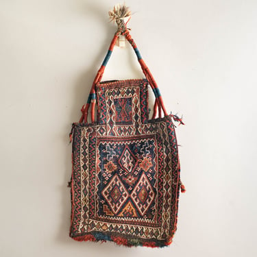 Antique Handwoven Salt Bag Tribal Nomadic Fiber Art Collectible Hand-Knotted Wool Early 1900s 